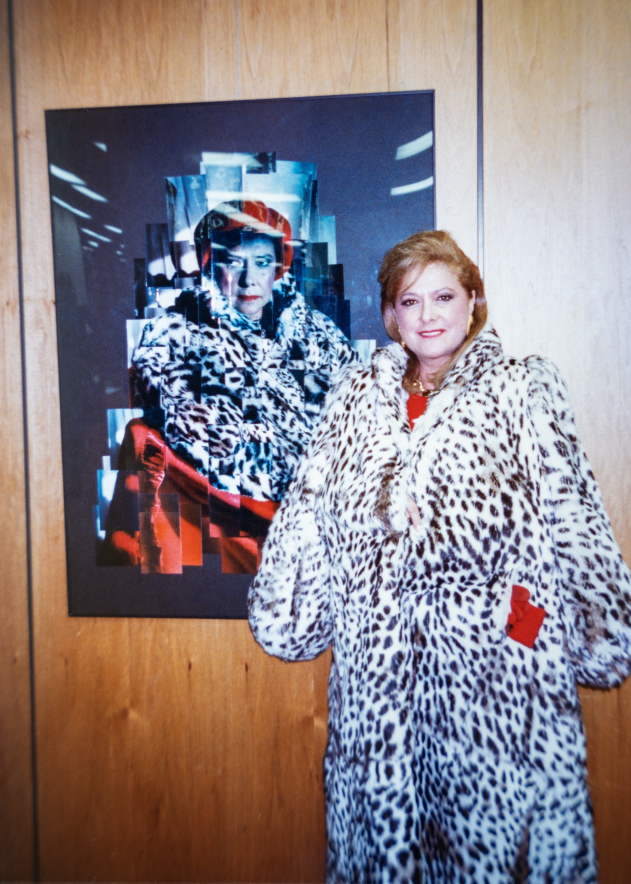 Eva J. Pape at the Photomontage Exhibition, Fordham University at Lincoln Plaza, New York, 1989